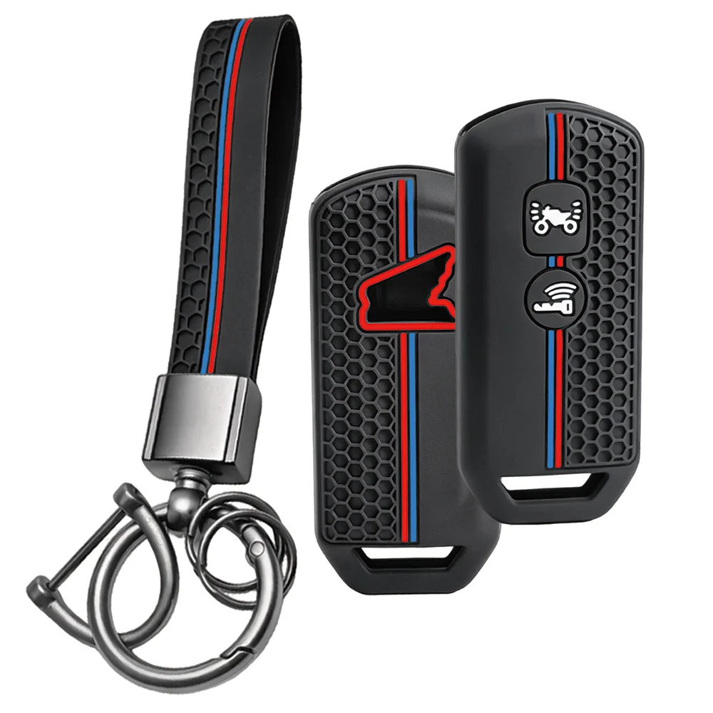 Silicone Remote Key Case For Honda PCX125 PCX150 Forza 125 250 300 350 750 ADV150 X ADV SH125 SH150i SH300 With Key Ring Durable