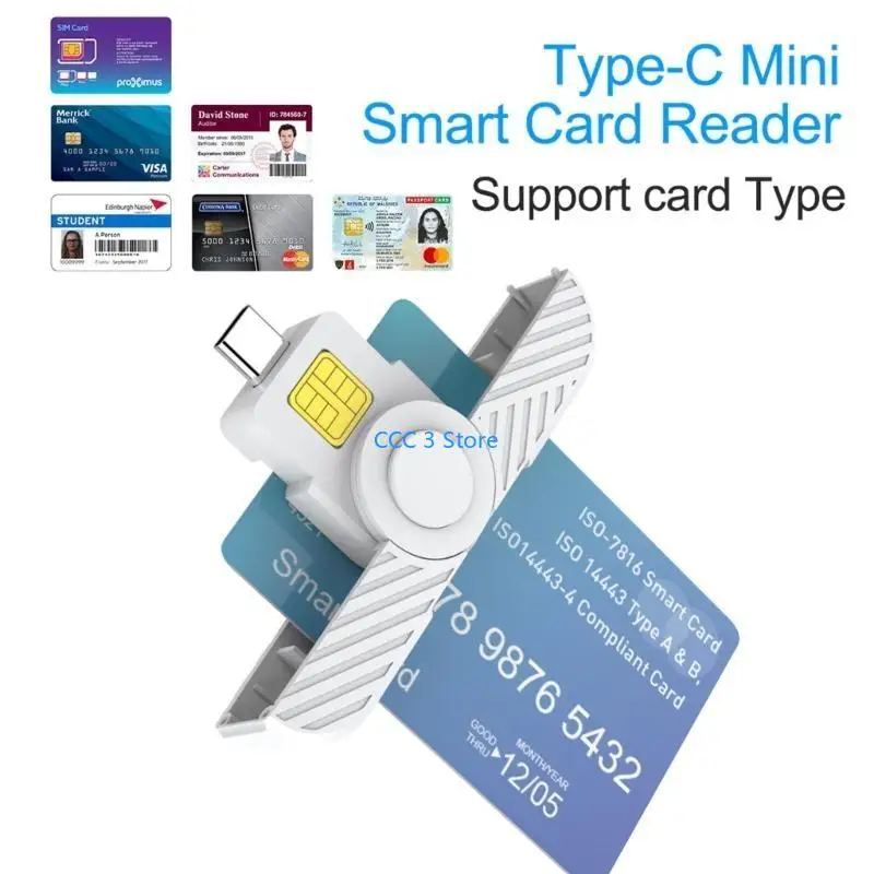 

97BF Foldable Type-C Common Access CAC Card SIM-Card/IC-Bank Chip Card Reader