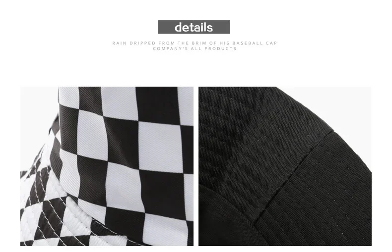 Doppelseitige karierte Eimerhüte für Damen und Herren, modische Persönlichkeit, Fischermütze, Outdoor-Sport, Reisen, Sonnenschutz, Bob-Hut, Gorra – Detail 7