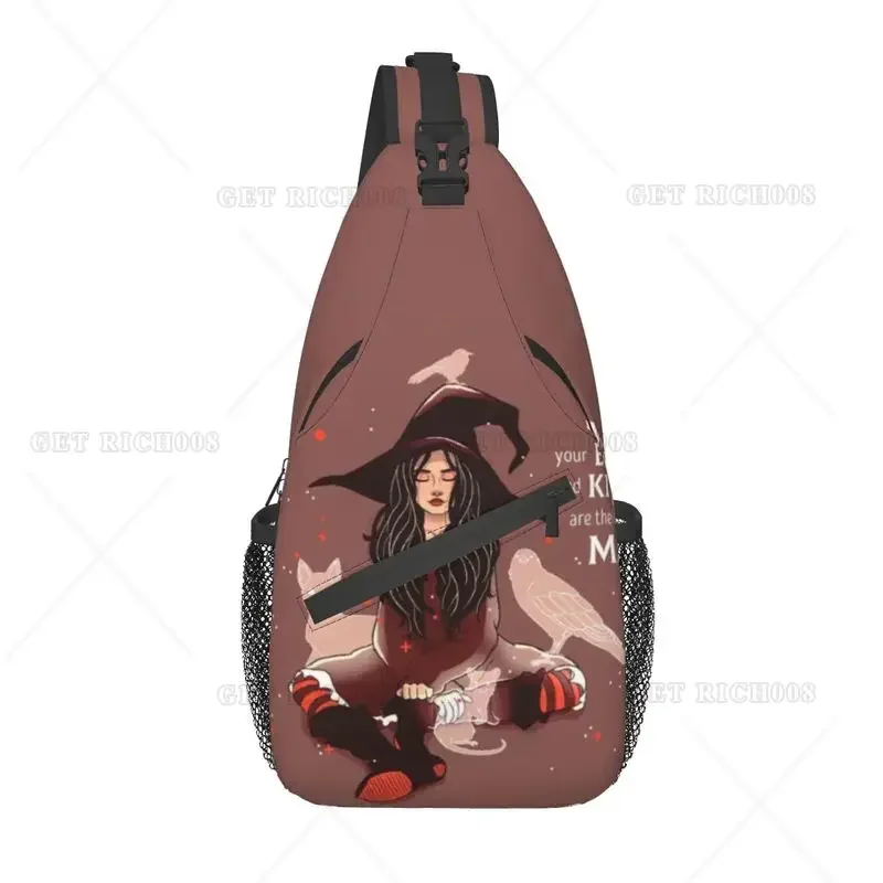 

Funny Witch Quotes Crossbody Sling Backpack Men Custom Halloween Magic Shoulder Chest Bag for Cycling Camping Daypack
