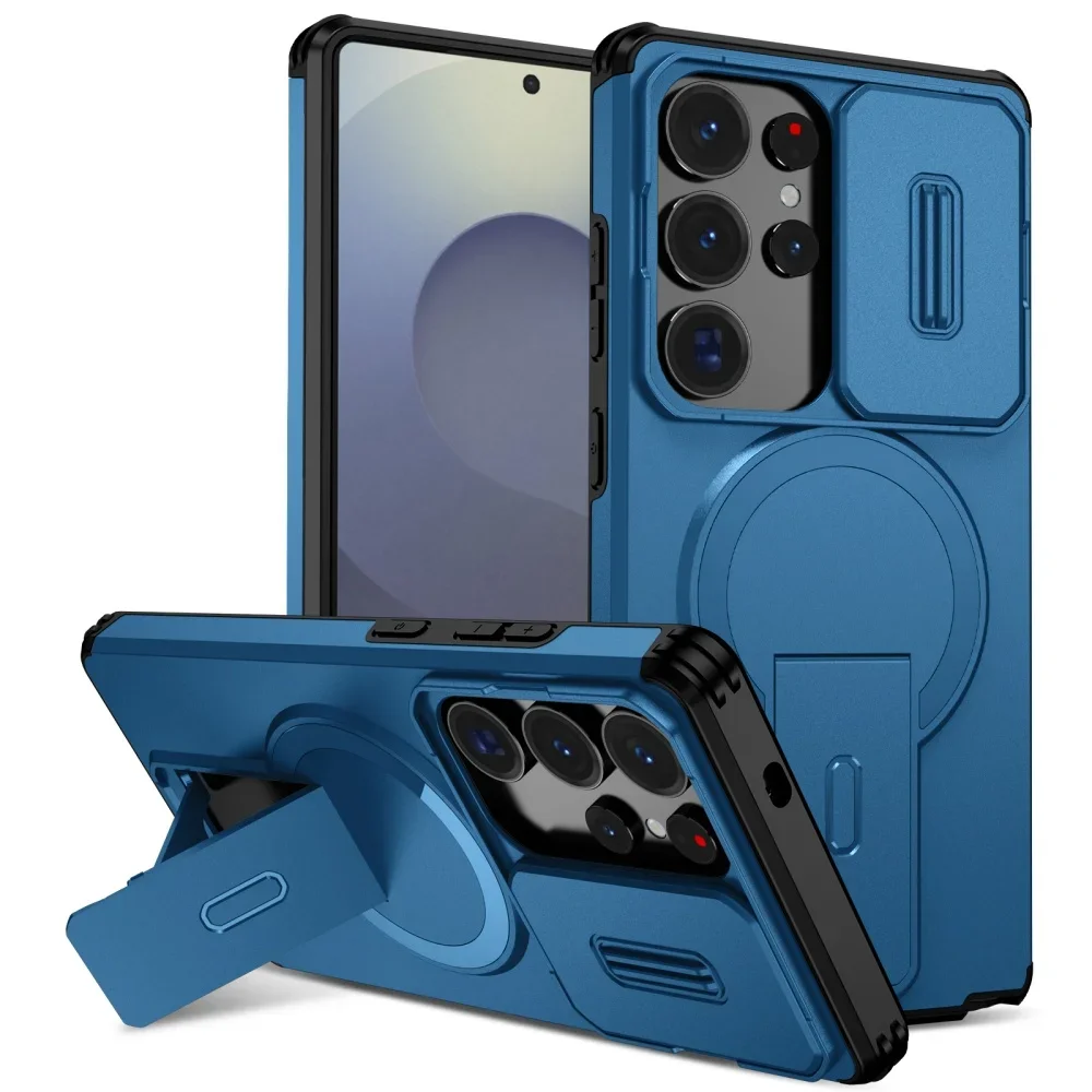 Slide Camera Armor Magnetic Case For Samsung S26 S25 Ultra FE S25 Edge S24 Ultra S25 FE A17 A56 Car Holder For Magsafe Coque