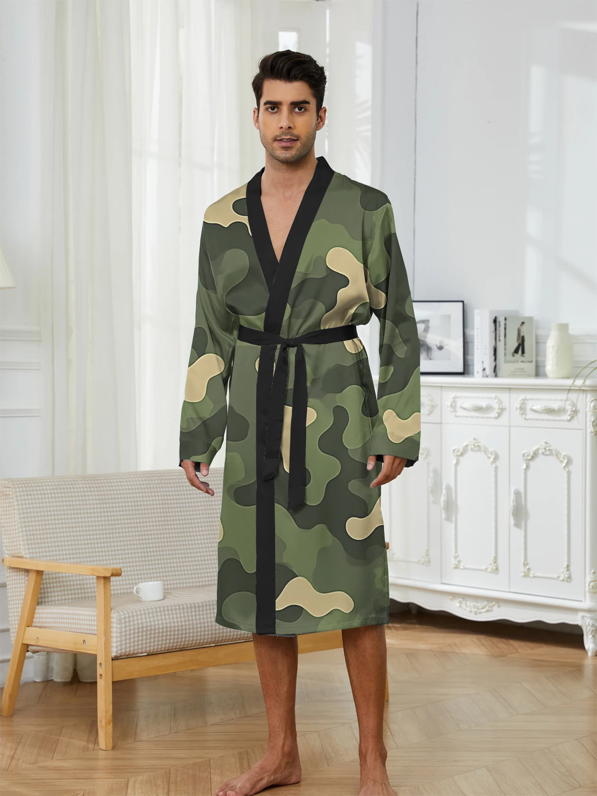 1pcs Men's Robes 2026 Spring/Summer Breathable Shower robe Sleepwear Graphic Bathrobe men 3D Printed Funny pajamas Sleepwear