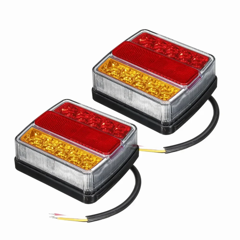 Square 4 inch 12V 16 LED Tail Rear Brake Light Turn Signal Number Plate Lamp Trailer Bus Caravan Boat Van Bus 4x4 Pickup RV