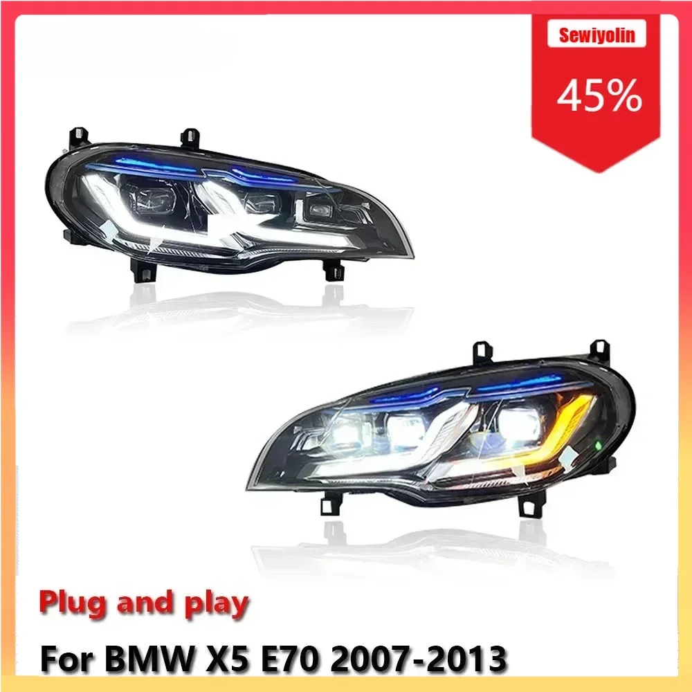 

Автомобильные светодиодные фары, аксессуары для авто для BMW X5 E70 2007-2013, авто противотуманные фары DRL, стоп-сигнал, указатель поворота, Plug and Play