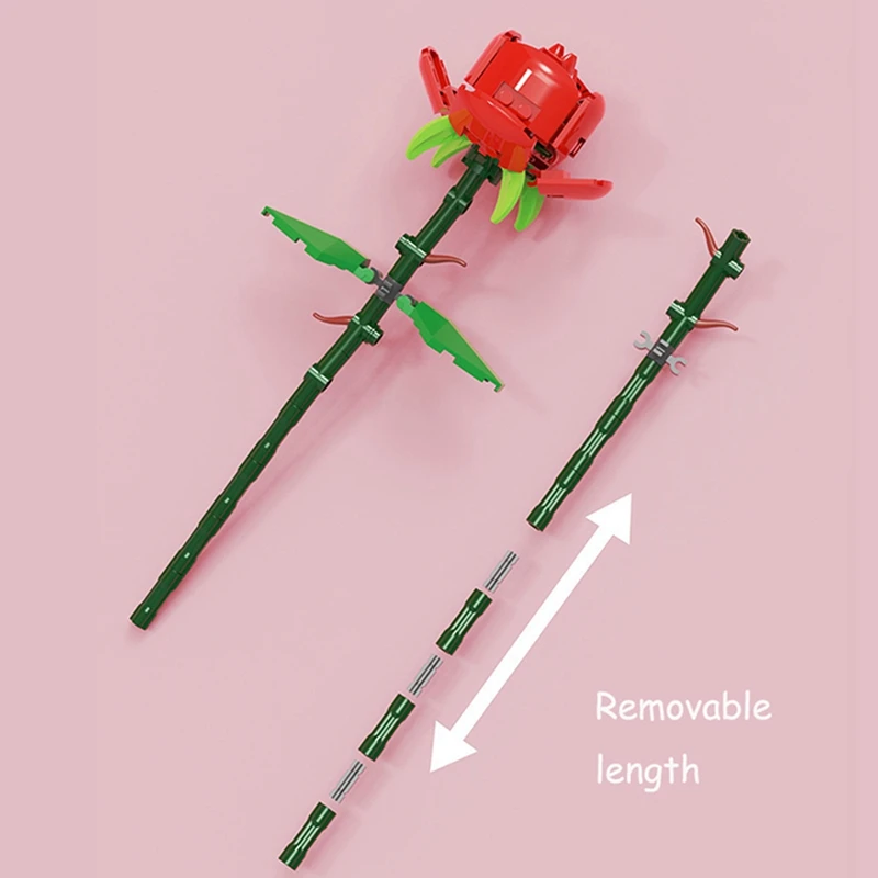 Bausteine Rose Zusammengebauter Blumenstrauß Baustein Blumenstrauß Ornamente Valentinstag Geburtstag Für Freundin Modell Spielzeug