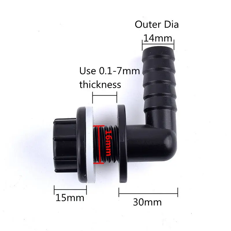 1~20 PCS Black PVC 90° Equal Elbow Pagoda Connectors Fish Tank Aquarium Drain Inlet Outlet Joints Garden Irrigation Accessories