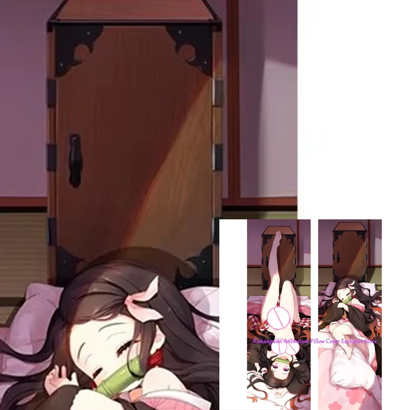 

Dakimakura Anime Pillow Cover Nezuko Kamado Double Sided 2Way Cushion Bedding Festival Gifts Gifts