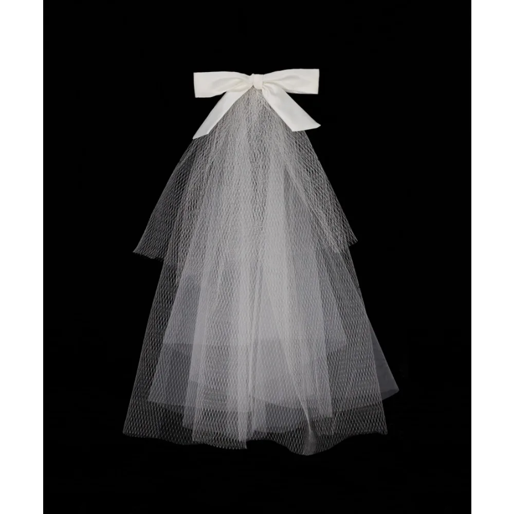 

Wedding Bridal Headdress Full Of Sweet Quality Brief Ladies' Lace Bead Veil With Big Bow