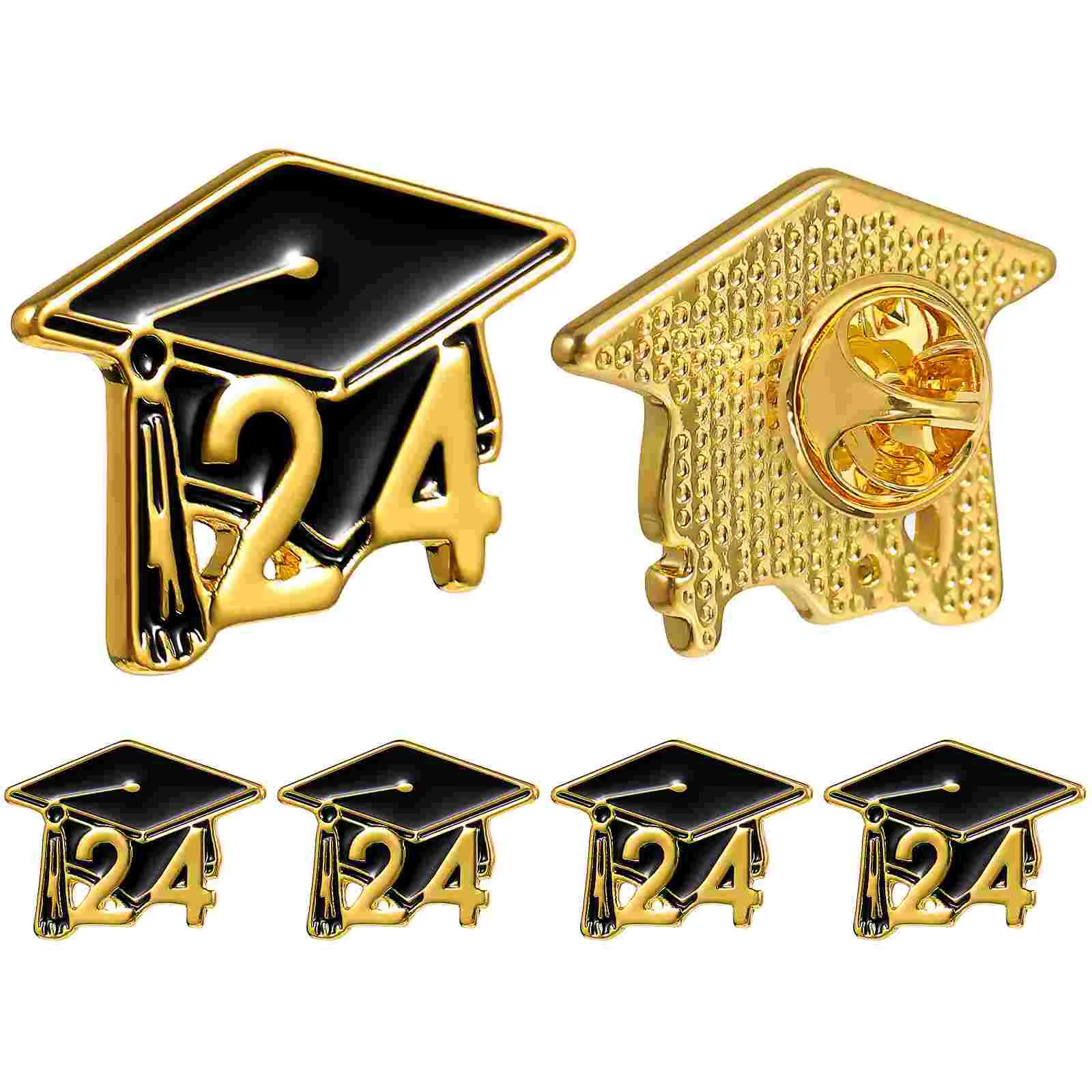 5 Pcs Collar Pin Doctor's Hat Brooch Grad Decor Lapel 2024 Graduate Zinc Alloy Class of Brooches for Graduation