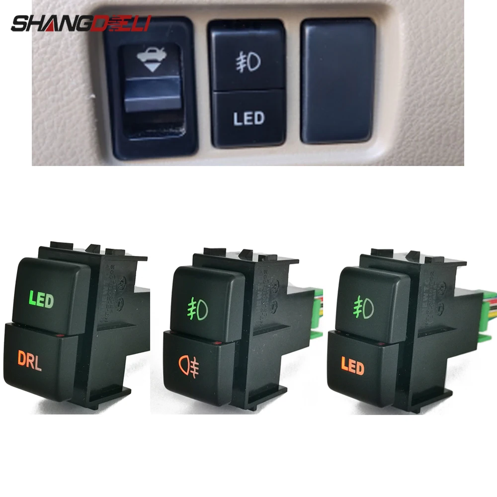 1PC DC12V Fit For Nissan Tiida Qhashqai X-TRAIL Patrol Y62 2008-2014 Car LED DRL Fog Light Radar Power On Off Dual Switch Button