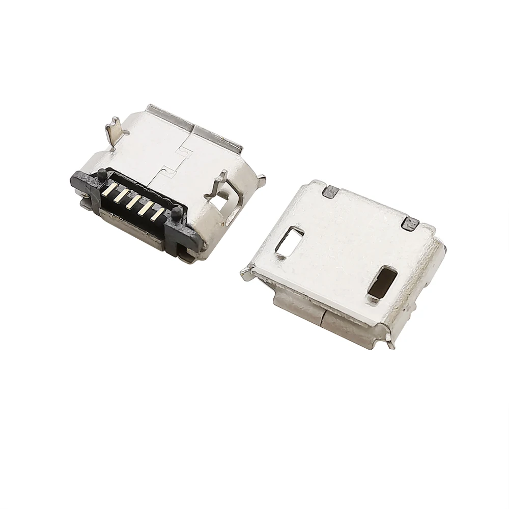 Conector de puerto hembra micro-b, conector SMD DIP para carga trasera, conectores de teléfono móvil, adaptador de reparación DIY MicroUSB, 5 pines