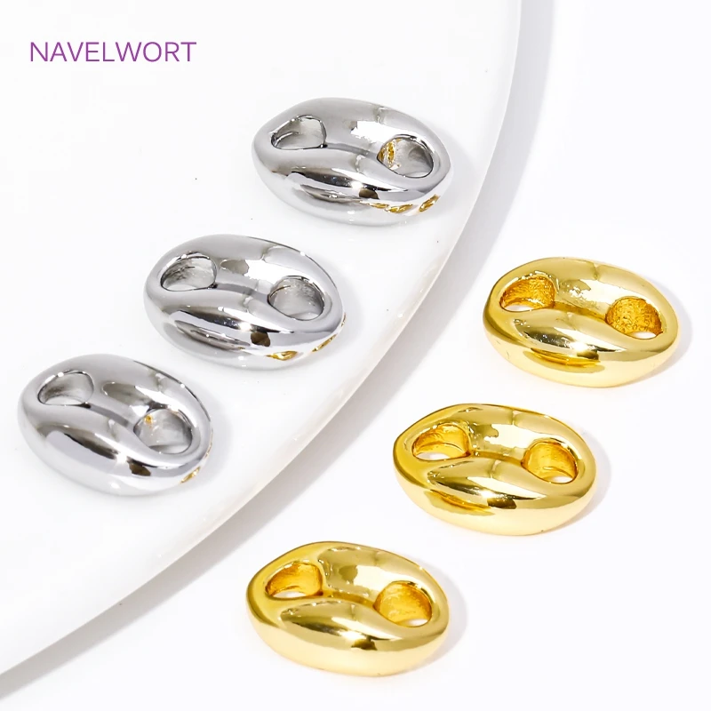 

18K Gold Plated Brass Oval Pig Nose Connector For Bracelet Necklace Making DIY Jewelry Making Supplies Accessories Connectors