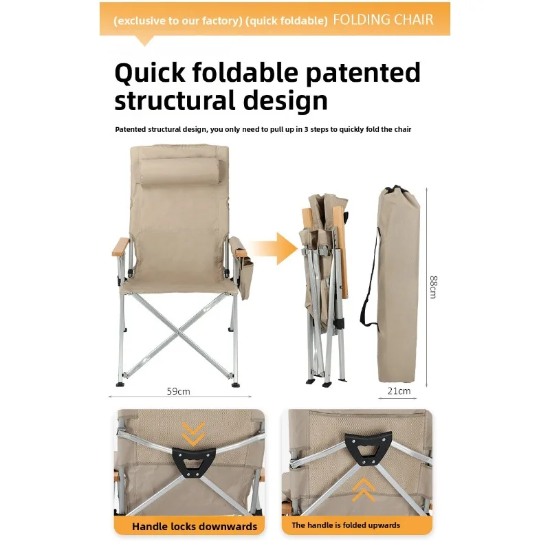 Five Level Adjustable Reclining Camping Folding Chair Aluminum Alloy Outdoor Fishing Picnic Chair Camping Chairs Camp Chair