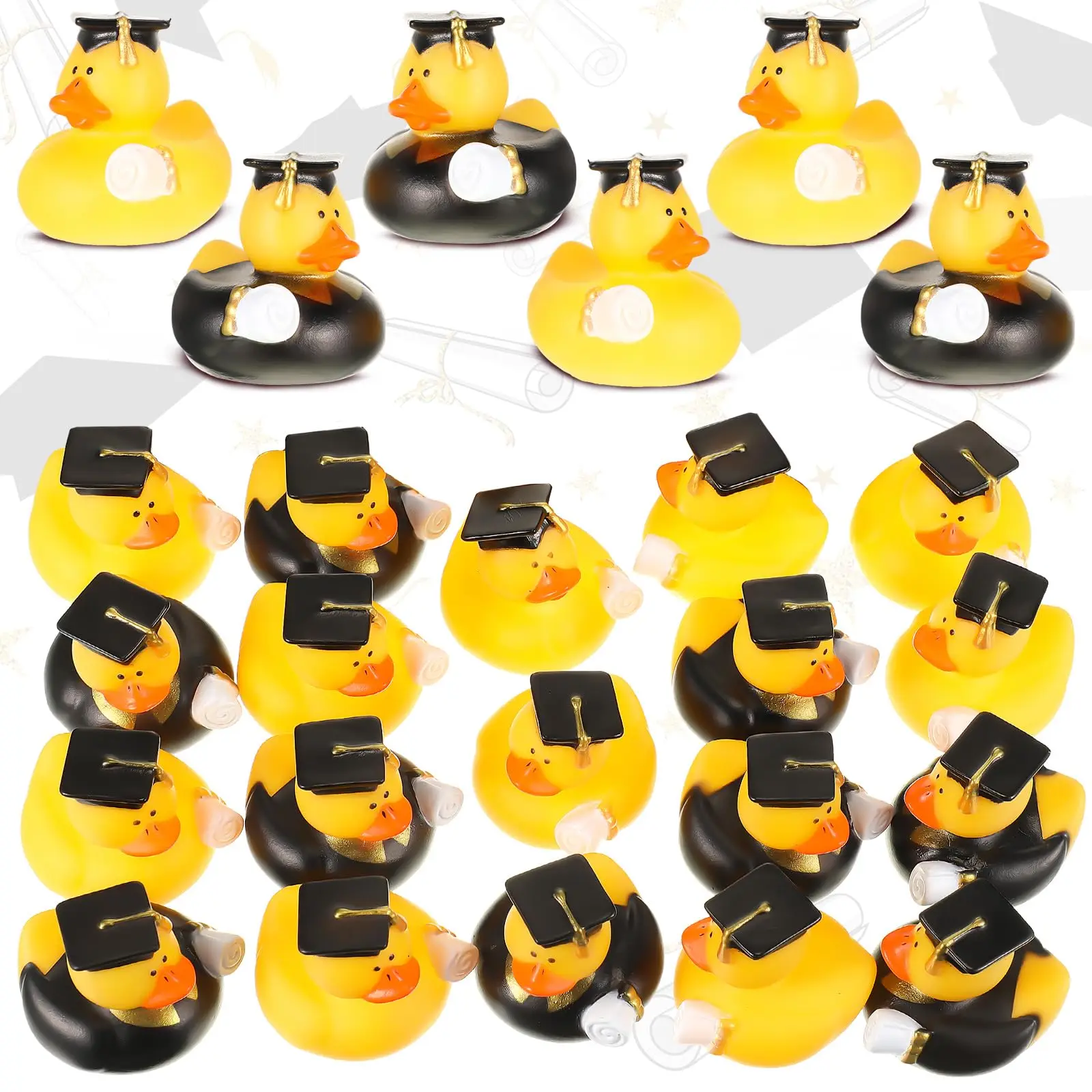 6/12/24Pcs Mini Graduation Rubber Ducks Yellow Grad Duck Bulk fFloat Party Favors Decoration Classroom Reward Prize Gifts