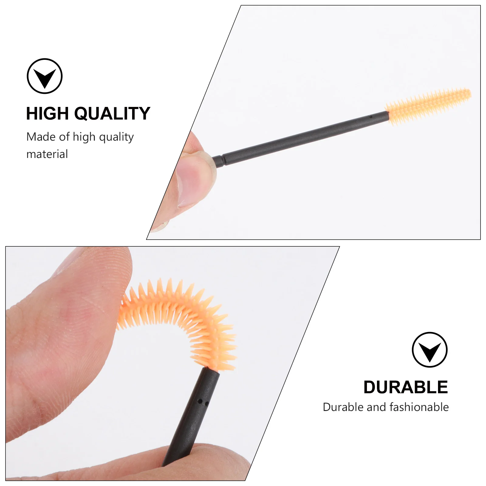 50 varitas de rímel con punta de silicona, cepillo de pestañas desechable, diseño compacto, fácil de llevar para uso en salón de viaje en casa, color rosa