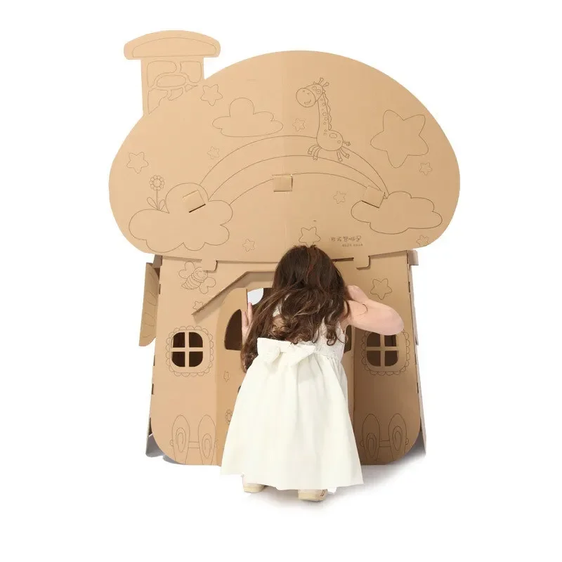 Kids tent DIY Graffiti Paper Mushroom house tent Free Coloring Drawing Paper castle Children Indoor Outdoor game tent Room House