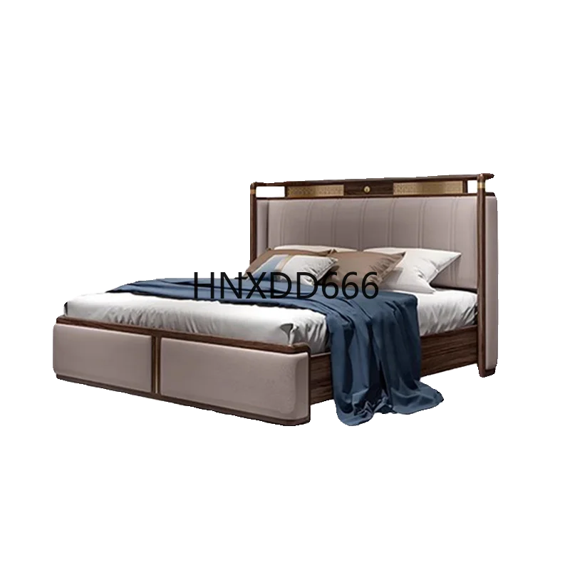 

Walnut leather soft bag light luxury bed