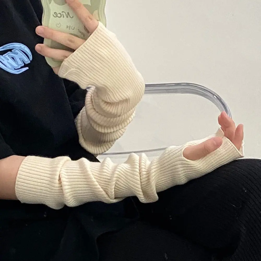 

Hand Sleeve Half Finger Warm Winter Gloves Korean Gloves Knitted Arm Warmers Female Arm Warmers Wool Sleeve Cuff Long Gloves
