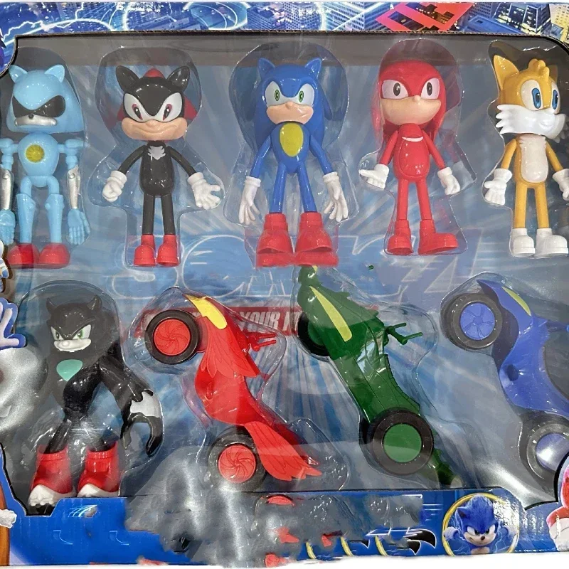 

Sonics Action Figure Set Anime Figure Miles Knuckles Model Dolls Desktop Decoration Kids Toys Cake Ornament Gifts