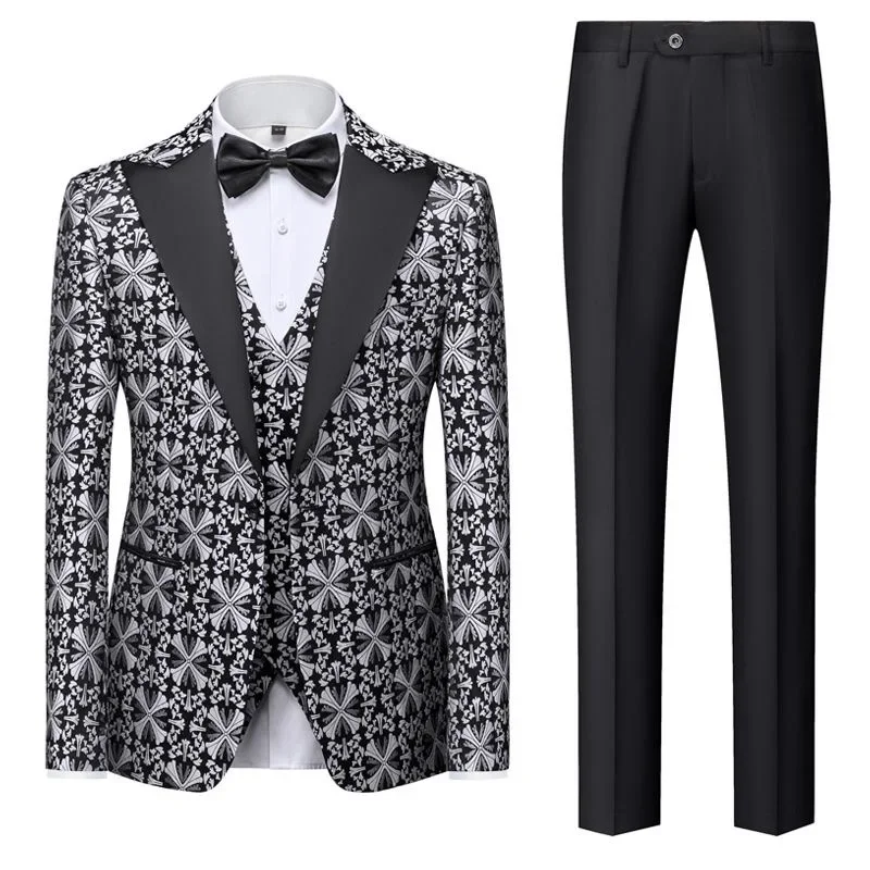 

920European groom trendy fashion jacquard stage costumes