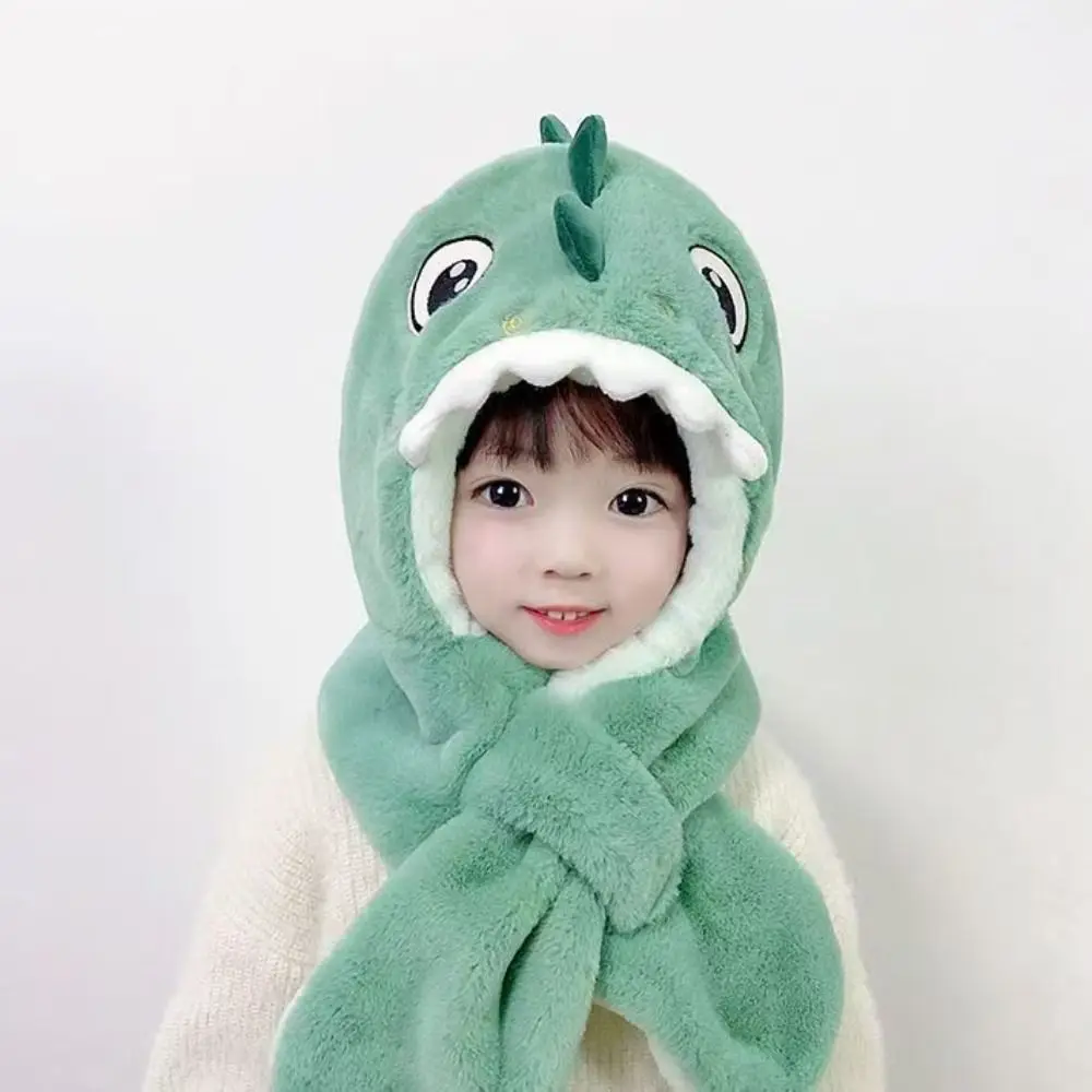 Cute 2-in-1 Children's Hooded Scarf Keep Warm Windproof Scarf Thicken Ear Protection Winter Children's Hat Winter view 3