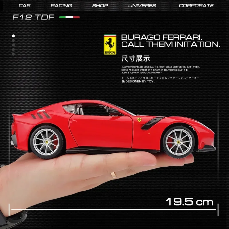 Bburago 1:24 Ferraris F12 TDF Alloy Racing Car Model High Simulation Diecast Metal Toy Sports Car Model Collection Gift B463