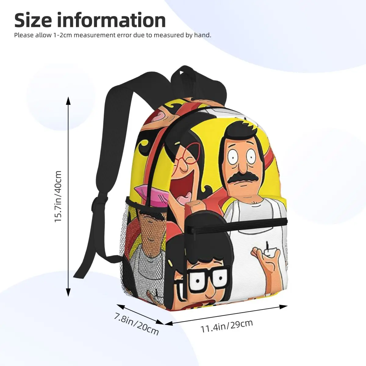 Anime Bobs Burgers (6) Student Backpack School Bag Hiking Travel Daypack for Boys Girls Bookbag Shoulder Bags