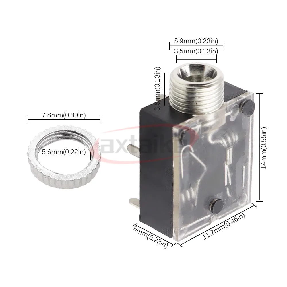 5-10PCS PJ-324M PJ-324 Stereo Headphone Jack Socket PJ324 PJ324M 5 Pin 3.5mm Audio Jack Socket for Headphone With Nut