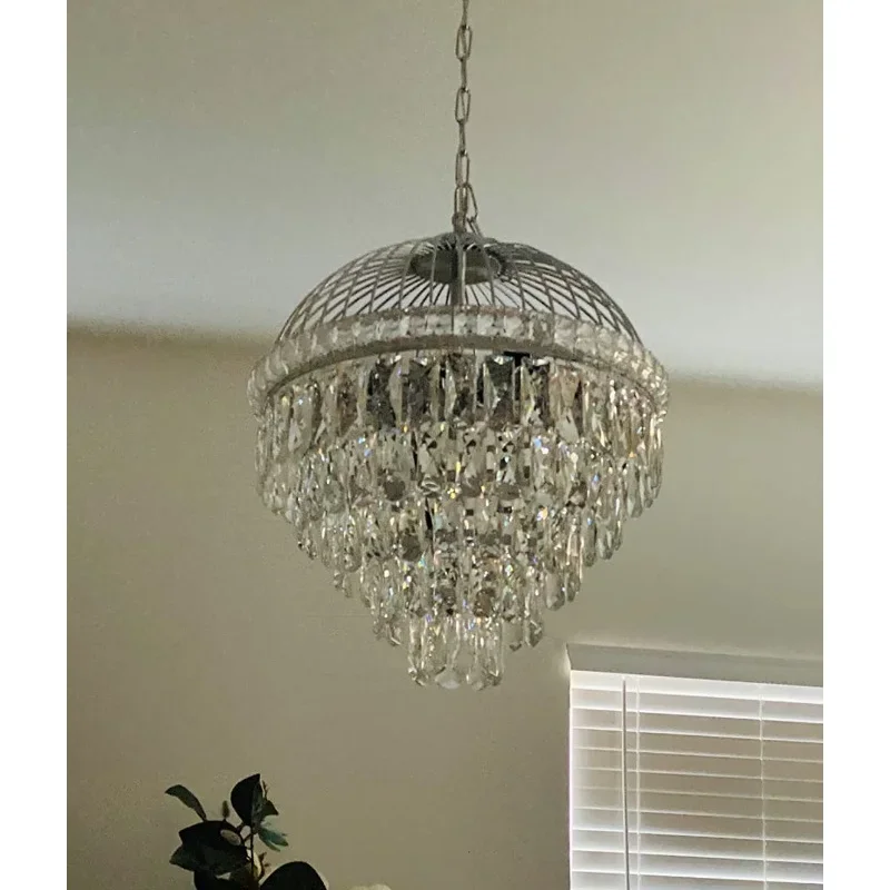 

Crystal Chandeliers for Dining Room Light Fixture，Empire Style K9 Crystal Chandeliers for Entryway 12 Lights Chrome Luxury