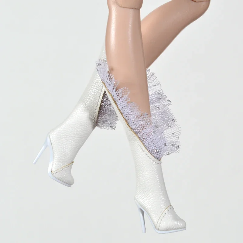 1/6 Schaal Mode Sexy Kant Hoge Hakken Vrouwelijke Actiefiguren Holle Laarzen Model voor FR6.0 Nu.face 3.0 FR2 Speelgoed Body