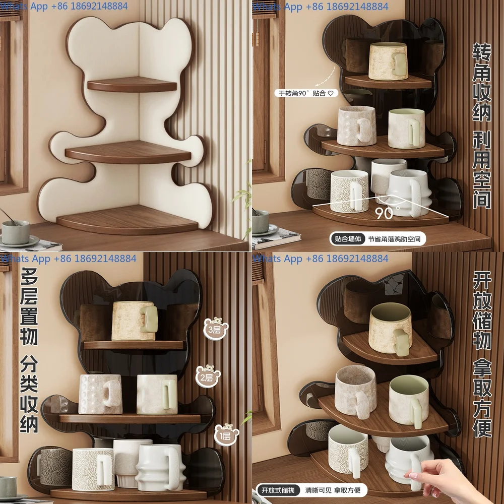 Cup Storage Rack for Home Kitchen Table Corner Display Shelf Multi Tier Tea Cup Holder Living Room Coffee Table Organizer