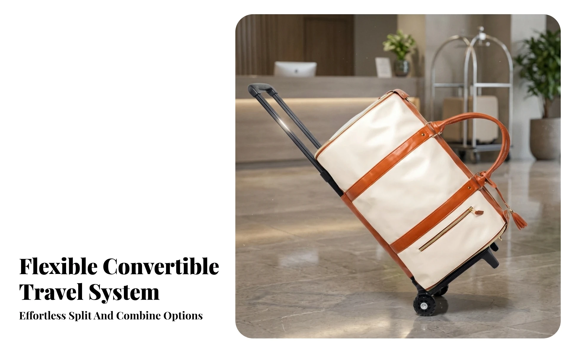 Rolling Garment Bag Contrast Trim Two Wheels Travel Luggage Secure Zipper Trolley Garment Bag