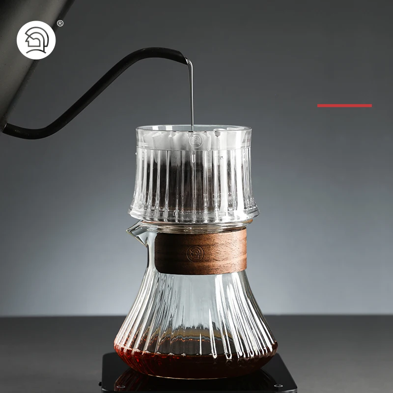 zeroHero Glass Coffee Carafe with Wood Collar Cold Hot Resistant for Home Barista Pour Over Brewing Tools Set and Accessory Pro