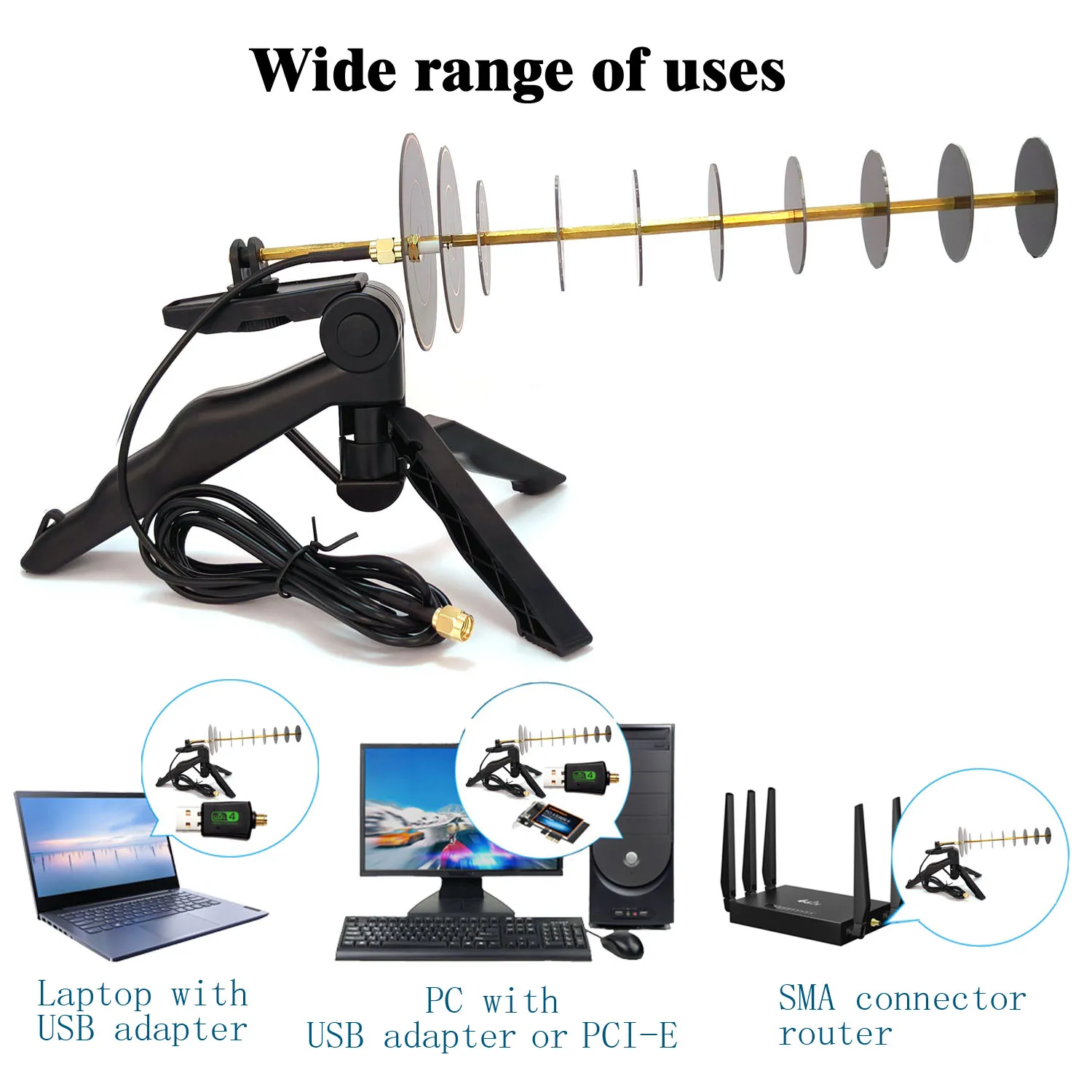 Imagem -06 - Yagi-wifi Antena Direcional 2.4g Usb Adaptador sem Fio Laptop Desktop pc Signal Aumentar Extensão Recepção de Longa Distância