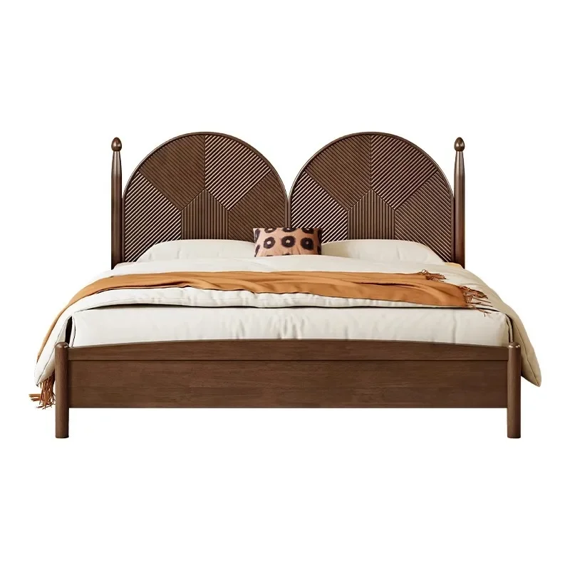 Nordic solid wood bed, medieval style, double bed retro, French bed, storage bed small apartment