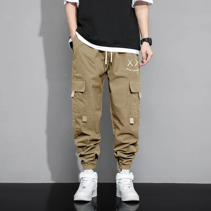 Spring and Summer New American Cargo Casual Loose Harlan Bunched Feet Multi-pocket Outdoor Trend Pants Men