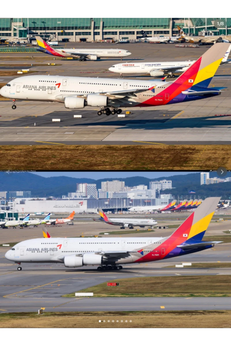 

Модель самолета в масштабе 45,5 см 1/160 A380, азиатский корейский авиационный самолет с легкими колесами, коллекция литых моделей из смолы