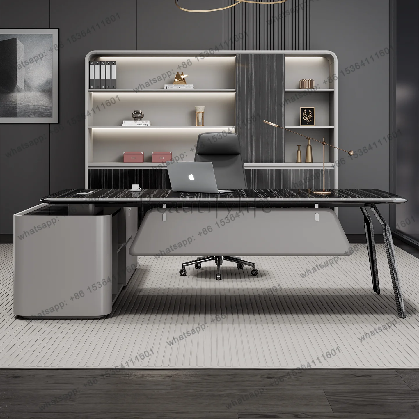Modern simple L-shaped class desk, paint supervisor, boss desk