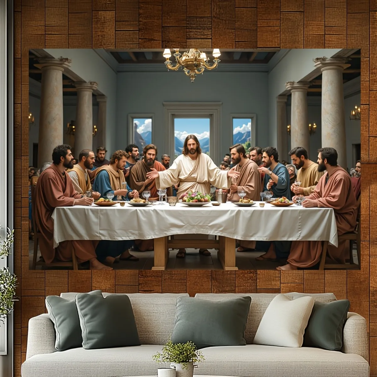 The Last Supper Tapestry Wall Hanging, Jesus and Disciples Religious Art Print, Classic Christian Home Decor for Living Room