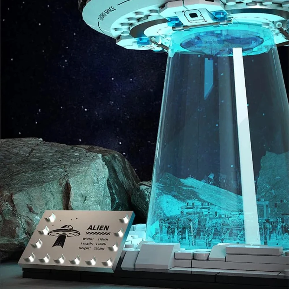 

Technical Science and Education UFO Spaceship Building Blocks with LED Light Spacecraft Model Bricks Toys for Kids Gifts Boys