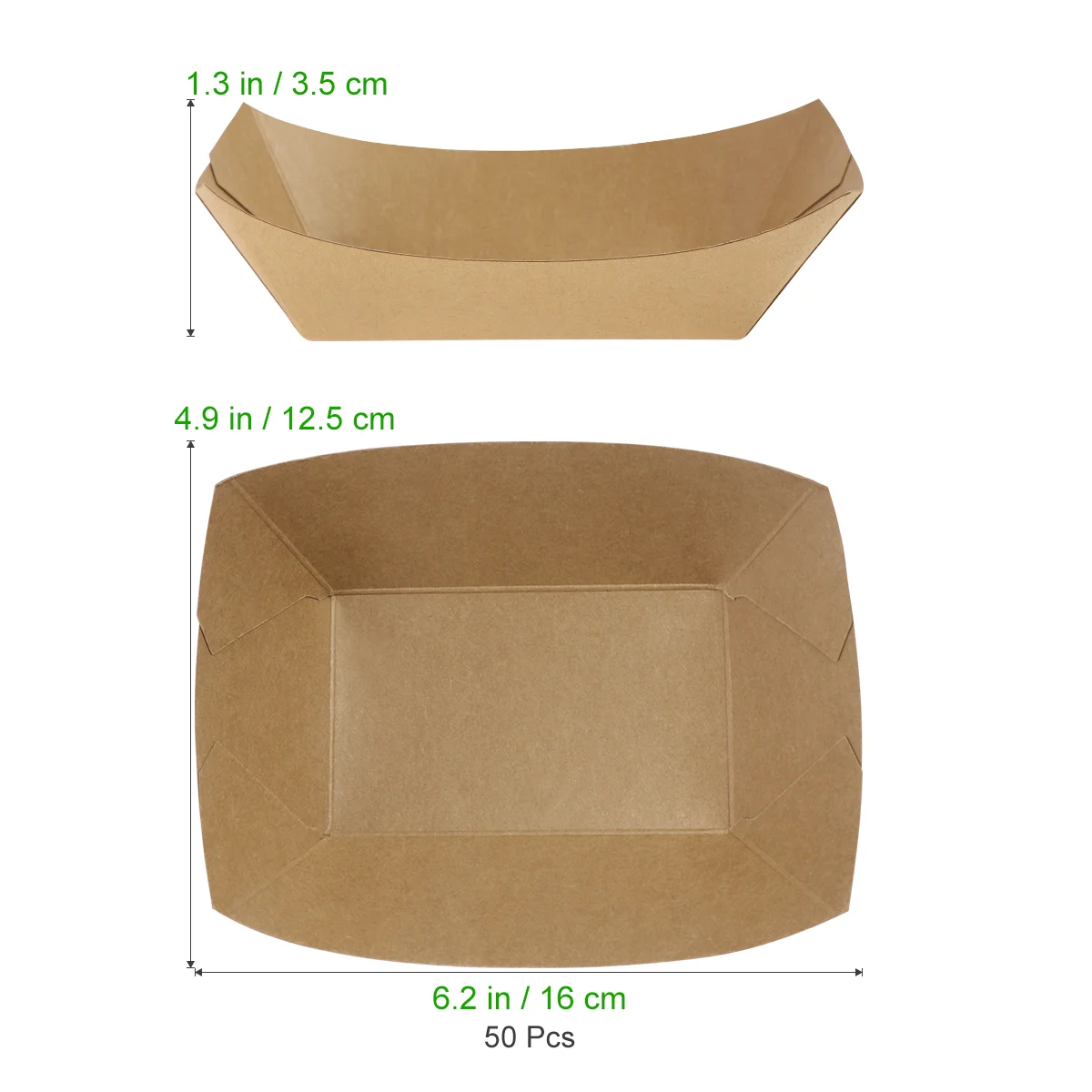 50PCS Snack Boat Boxes Kraft Paper Containers Waterproof Anti Oil Leakproof Microwave Safe Takeout Cartons for Party Lunch