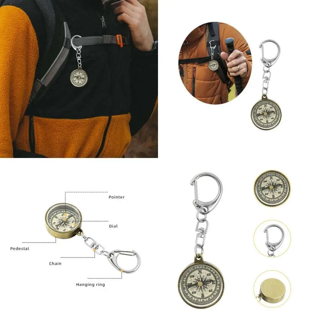 

Y1UC Zinc Alloy Pocket Compasses With Keyring Portable Pocket Compasses Easy to Carry