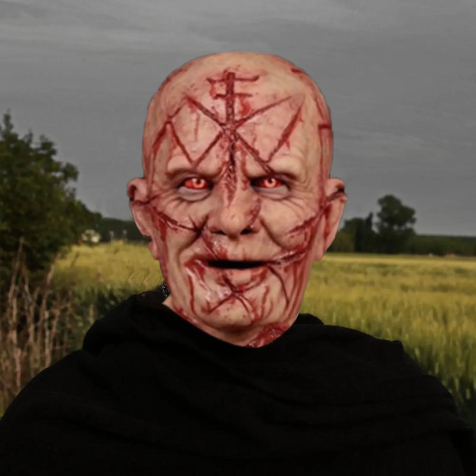 

Bald Scarred Halloween Horror Face Headgear Devil Demon Masks Cosplay Party Props Halloween Latex Cosplay Decorative Masks
