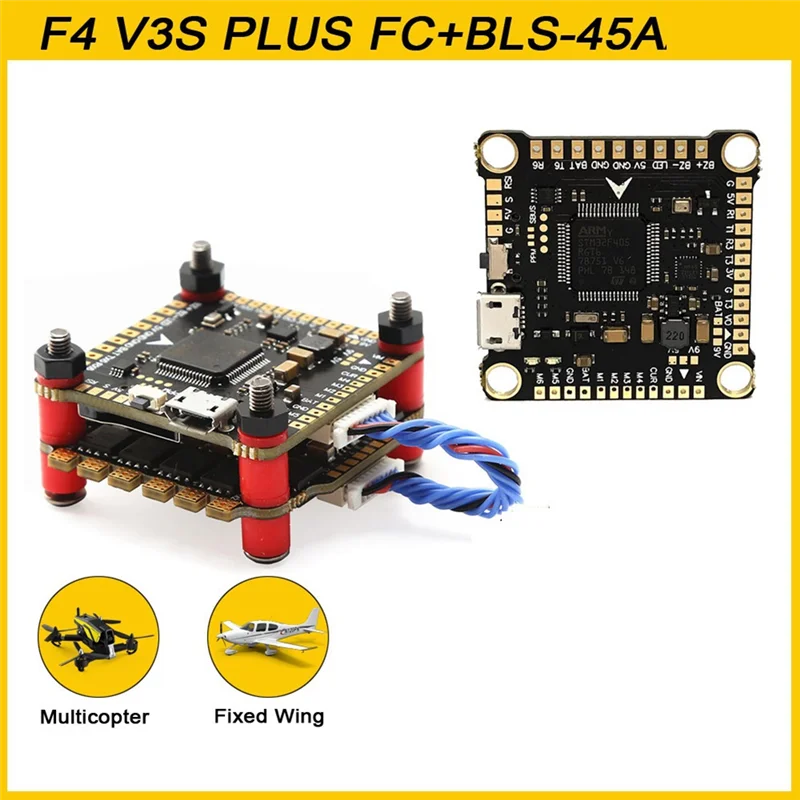VO-F4 V3S PLUS FC & ESC FPV Stack F4 V3 PLUS Pengendali Penerbangan 45A 4In1 ESC 30X30 untuk RC FPV Drone Sayap Tetap Multicopter