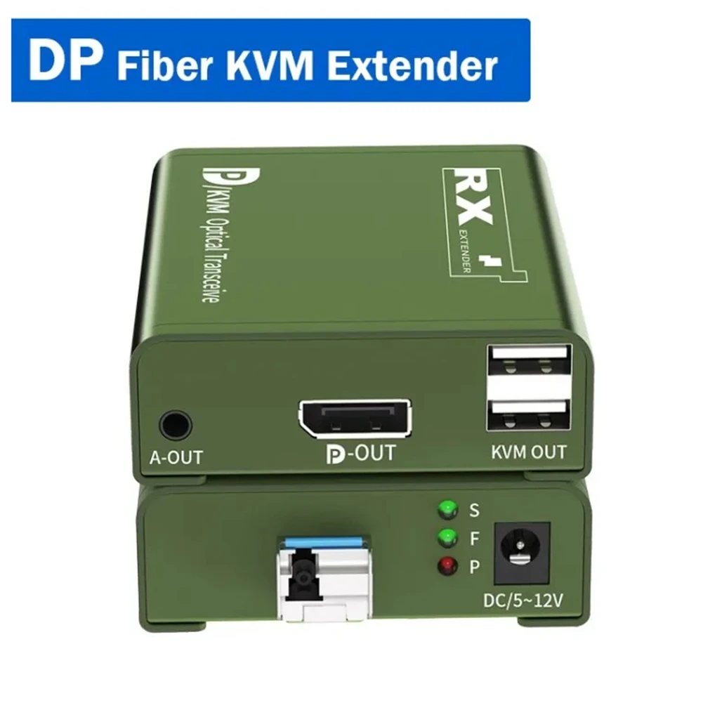 ABKN-20Km DP Fiber KVM Extender Transceiver Over LC Fiber Optical Cable USB KVM DP Video Transmitter And Receiver