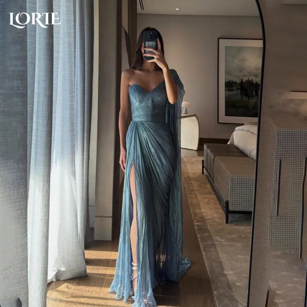 

LORIE Muslim Crepe Evening Dress A-Line Flared Sleeve Bobycon Prom Dress Long Sleeve Party Gown Customized Brithdays Dress