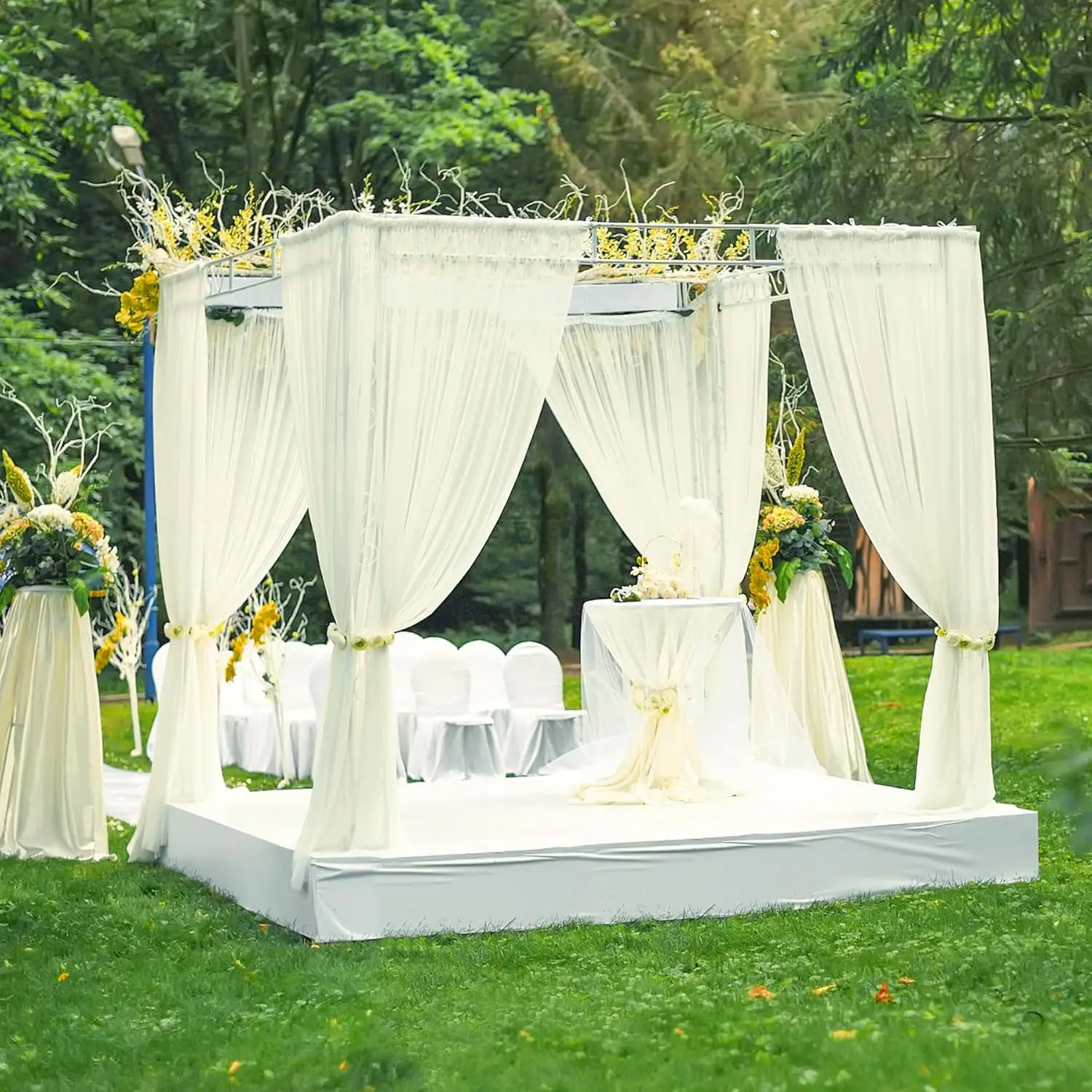 Wedding Arch Fabric Drape Lovry Sheer Backdrop Curtain Chiffon Fabric for Party Ceremony Stage Reception Decor Window Curtain