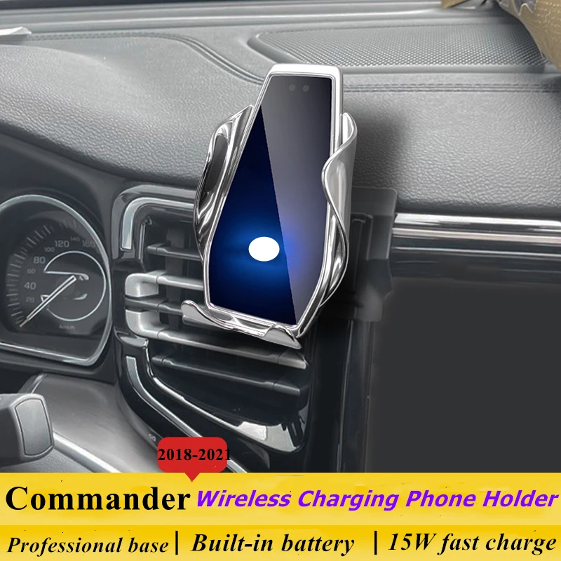 

Dedicated for Jeep Commander 2018-2021 Car Phone Holder 15W Qi Wireless Car Charger for iPhone Xiaomi Samsung Huawei Universal