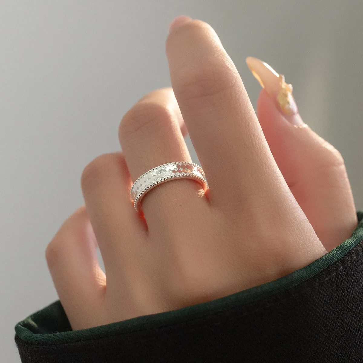 Luxury Jewelry 925 Sterling Silver Circular Disc ​Stackable Rings For Women Couple Wedding Engagement Elegant Accessories