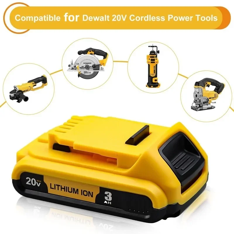 디월트 맥스 DCB200 DCB205 DCB206 DCB184 DCB201 18 볼트 전동 공구 교체용 리튬 배터리, 20V, 3000mAh DCB203